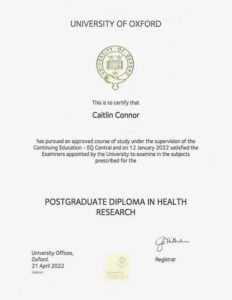 University of Oxford Postgraduate Diploma in Health Research
